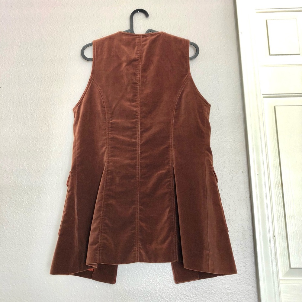 Rust Brown Velvet Sleeveless Button Vest - Picture 13 of 13